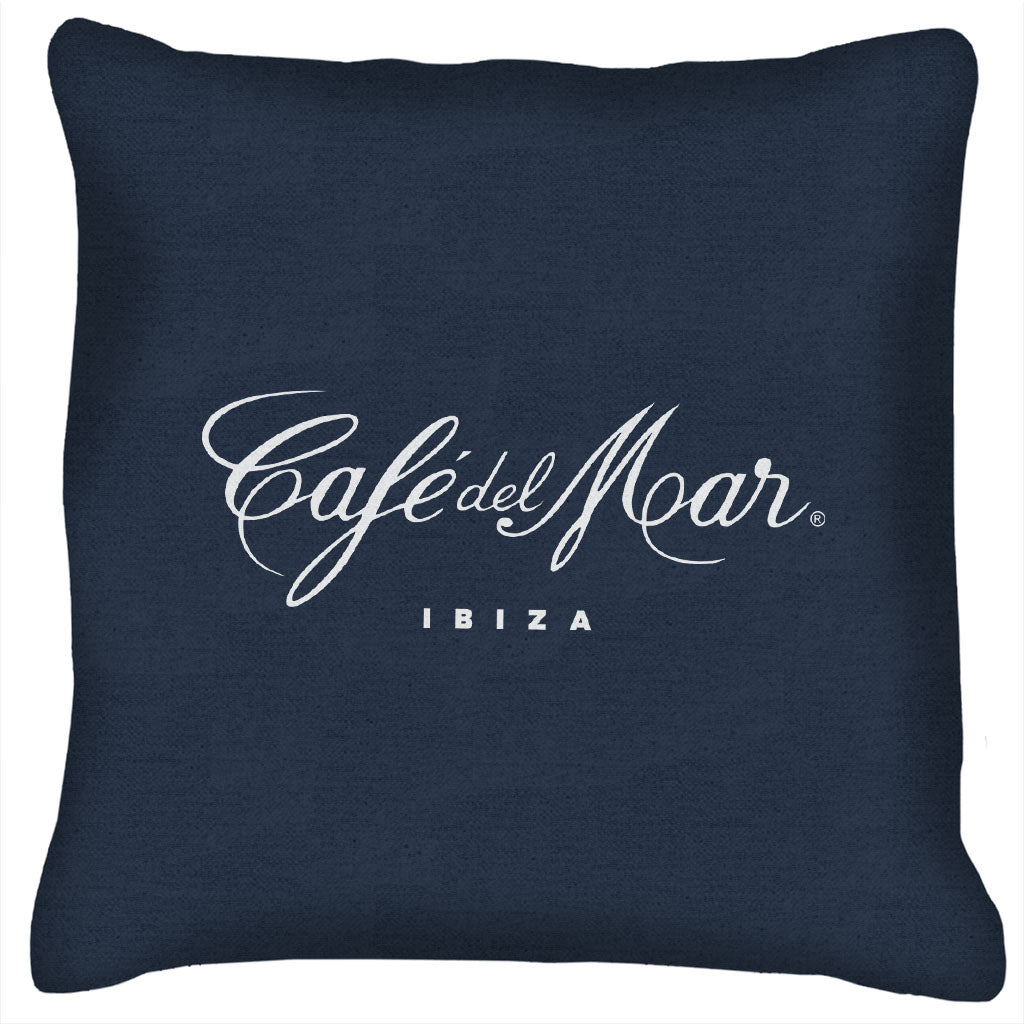 CafŽ del Mar Ibiza White Logo Cushion-CafŽ del Mar Ibiza Store