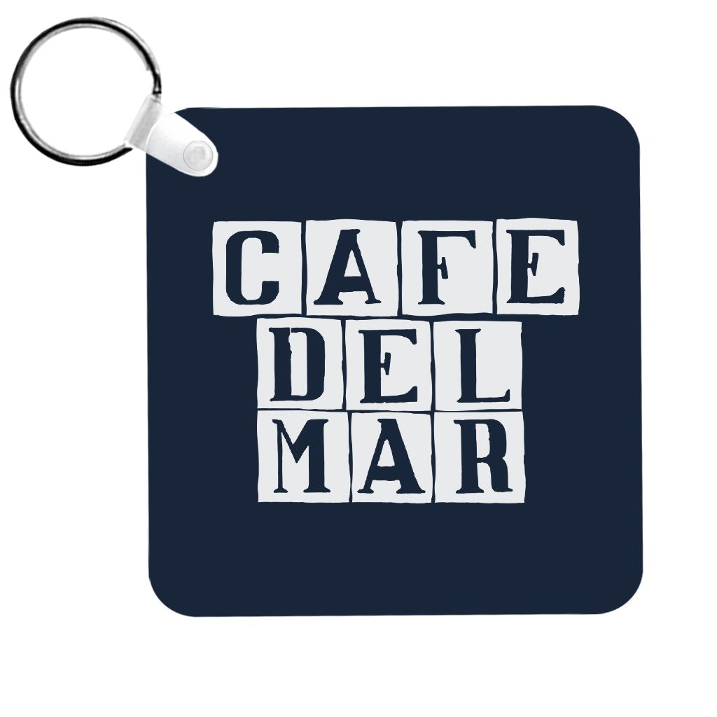 Café del Mar White Tile Logo Keyring-Café del Mar-Essential Republik