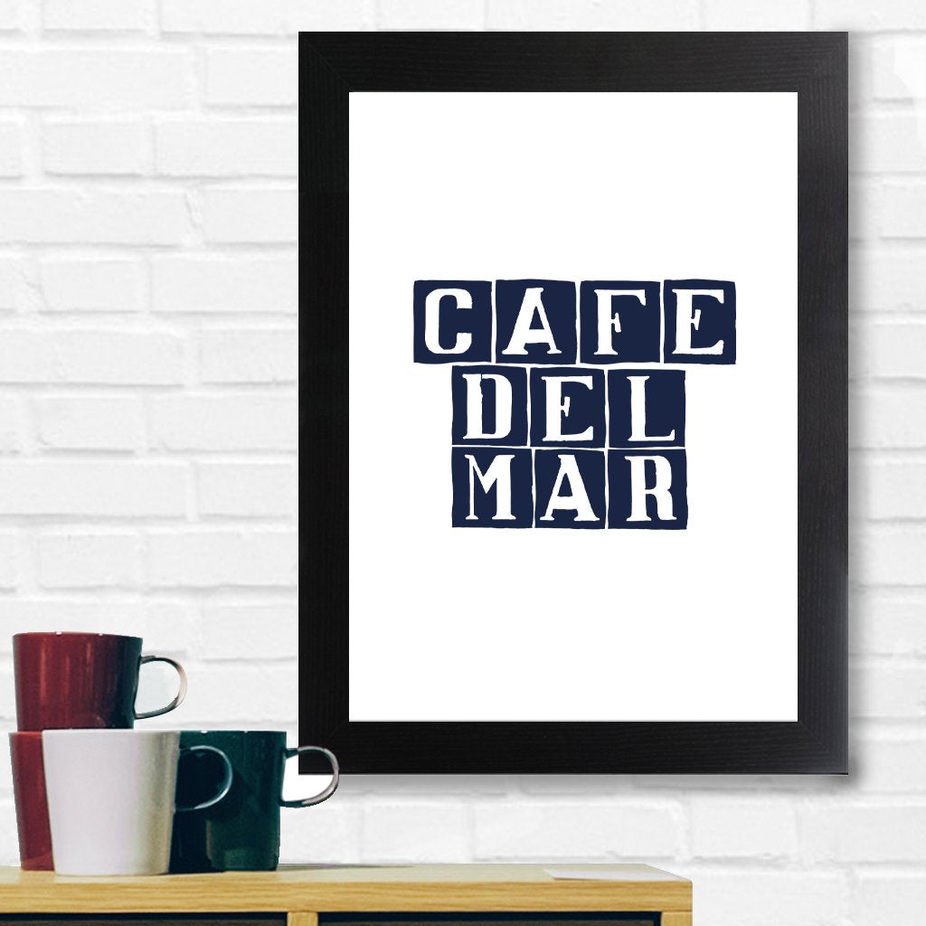 Café del Mar Blue Tile Logo A3 Framed Print-Café del Mar-Essential Republik