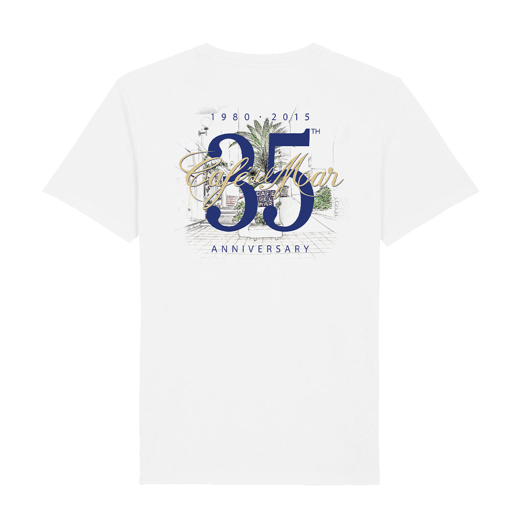 Café del Mar 35th Anniversary Logo Front And Back Print Men's Organic T-Shirt-Café del Mar-Essential Republik