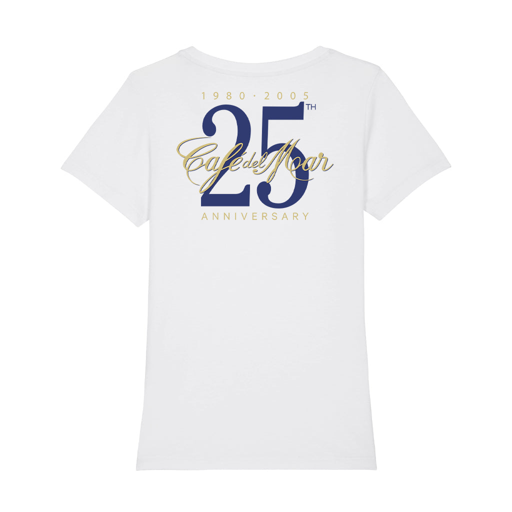 Café del Mar 25th Anniversary Logo Front And Back Print Women's Iconic Fitted T-Shirt-Café del Mar-Essential Republik