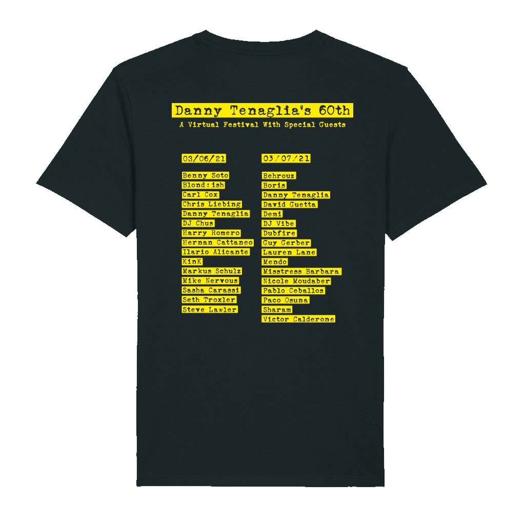 Danny Tenaglia 60th Birthday Virtual Festival Yellow Men's Organic T-Shirt-Danny Tenaglia-Essential Republik