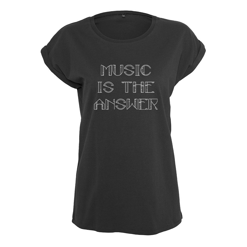 Music Is The Answer White Text Women's Casual T-Shirt-Danny Tenaglia-Essential Republik