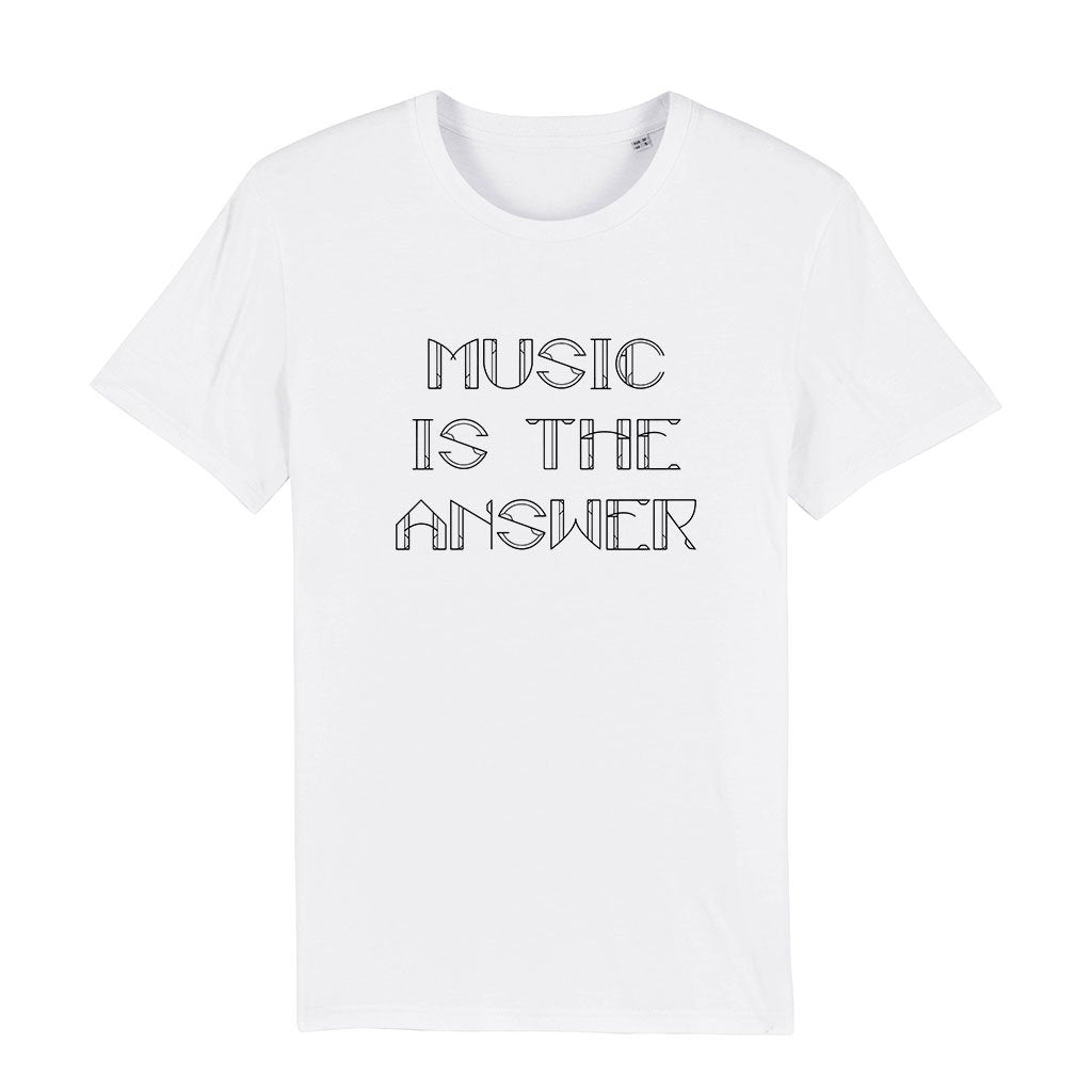 Music Is The Answer Black Text Men's Organic T-Shirt-Danny Tenaglia-Essential Republik