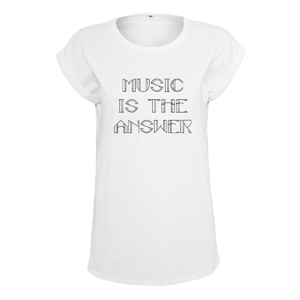 Music Is The Answer Black Text Women's Casual T-Shirt-Danny Tenaglia-Essential Republik