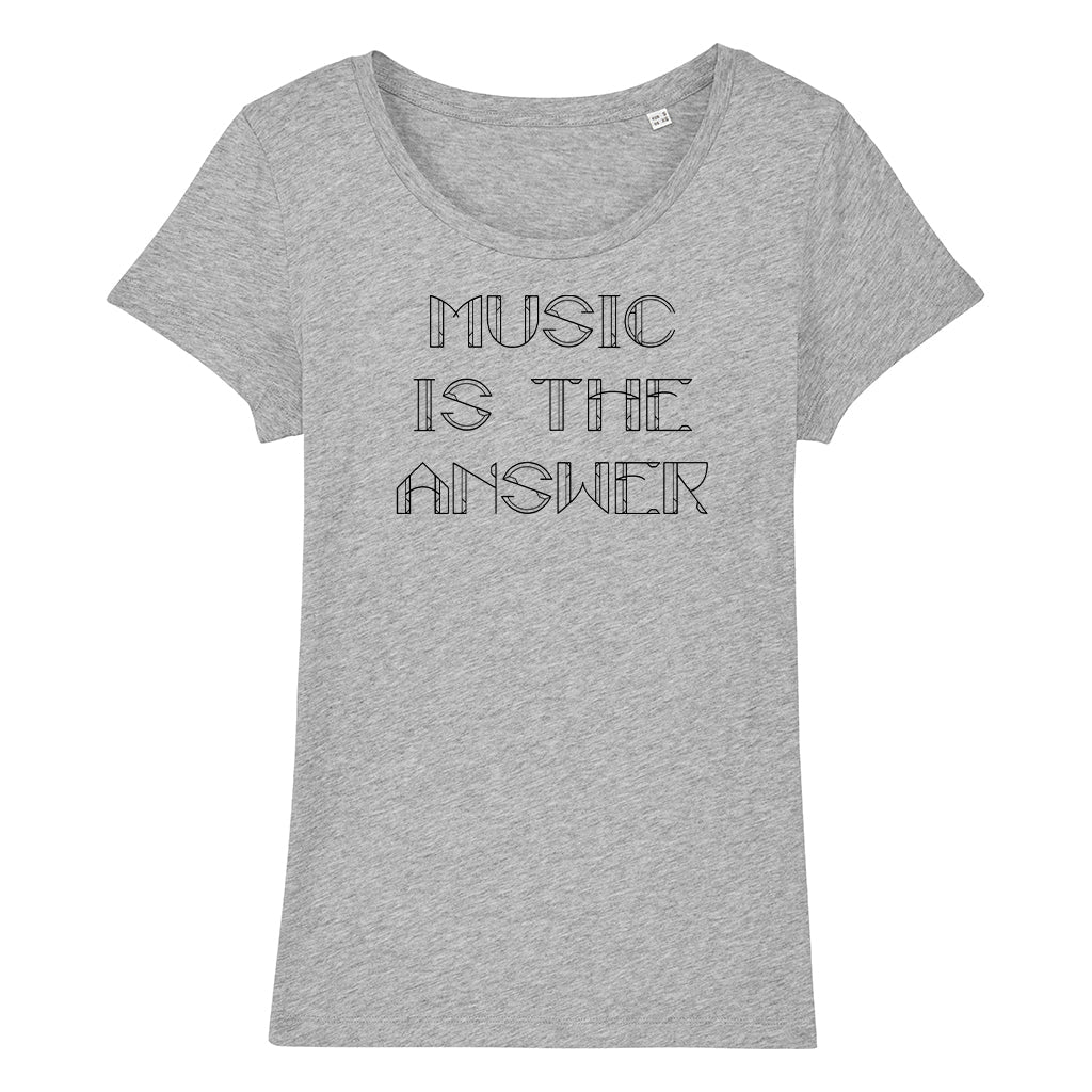 Music Is The Answer Black Text Women's Iconic Fitted T-Shirt-Danny Tenaglia-Essential Republik