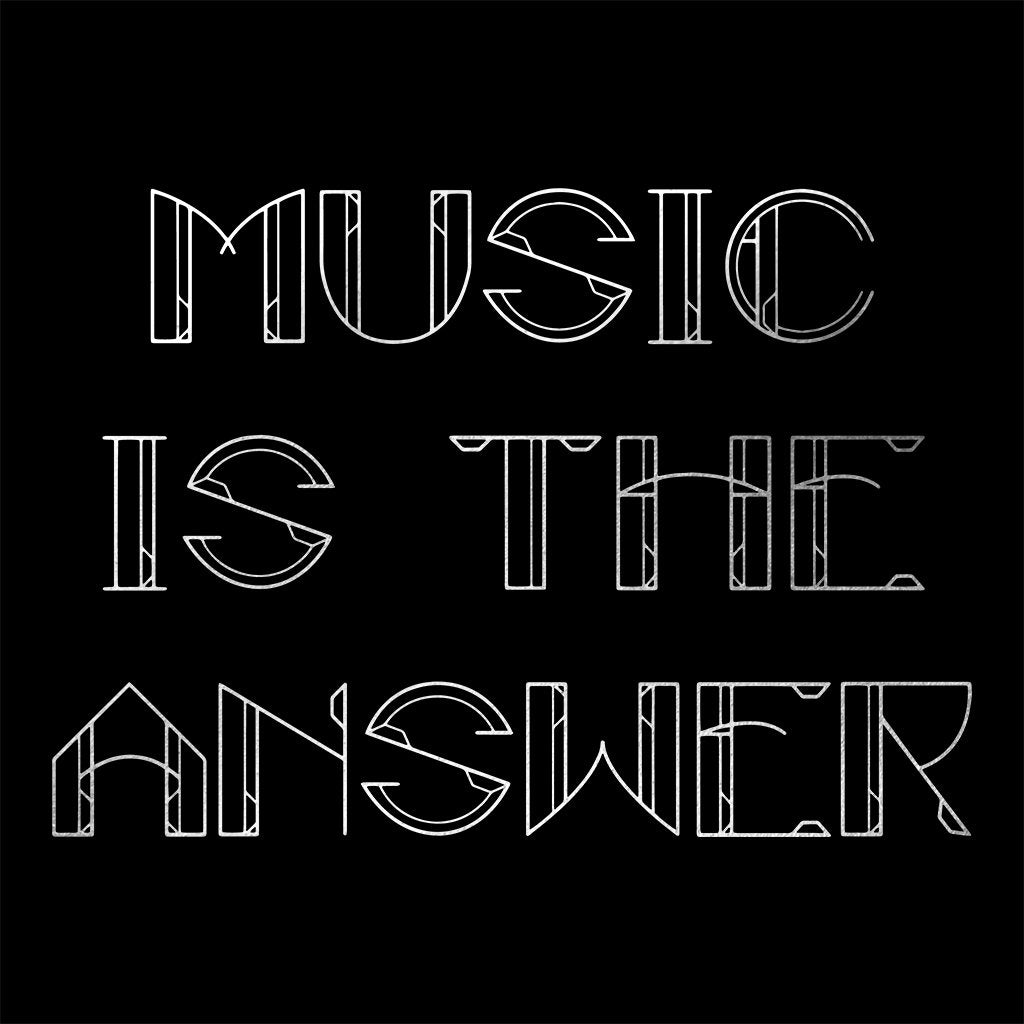 Music Is The Answer Metallic Silver Text Men's Organic T-Shirt-Danny Tenaglia-Essential Republik