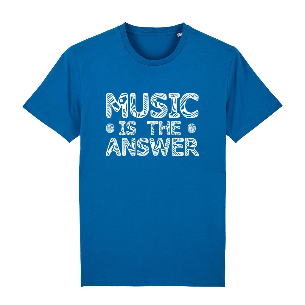 Music Is The Answer White Wood Grain Style Text Men's Organic T-Shirt-Danny Tenaglia-Essential Republik