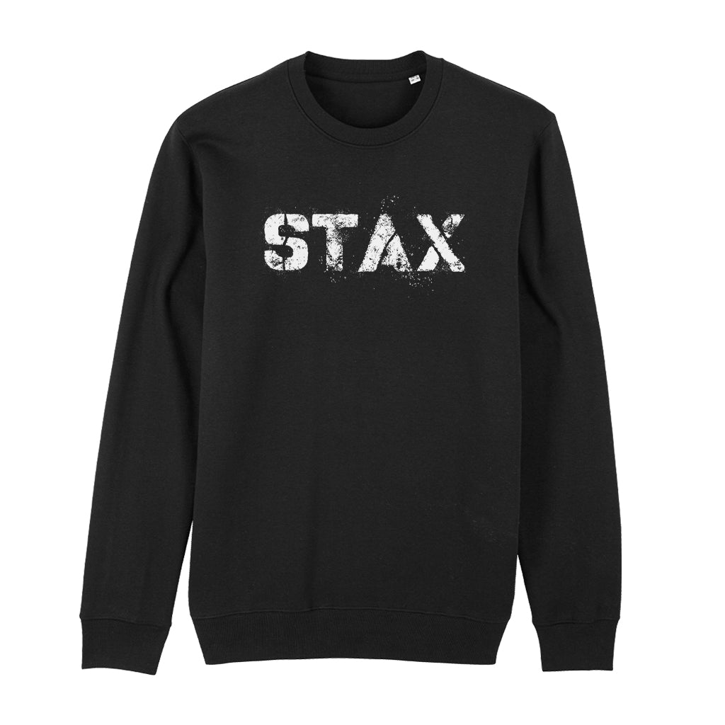 STAX White Stencil Logo Unisex Iconic Sweatshirt-Danny Tenaglia-Essential Republik