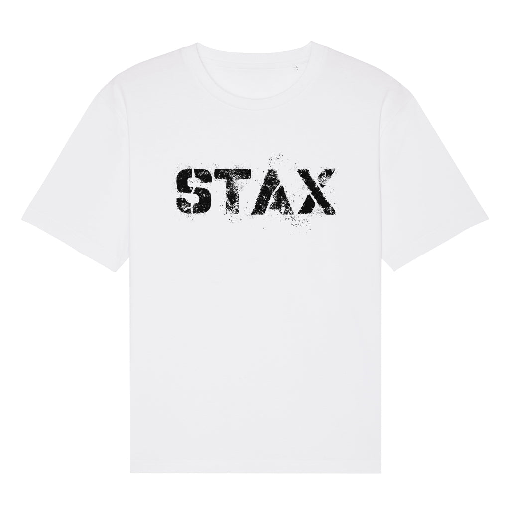 STAX Black Stencil Logo Unisex Relaxed T-Shirt-Danny Tenaglia-Essential Republik