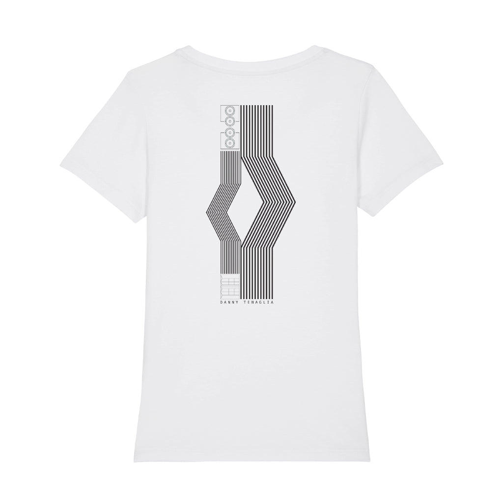 STAX Stacked Black Stencil Logo Women's Iconic Fitted T-Shirt-Danny Tenaglia-Essential Republik