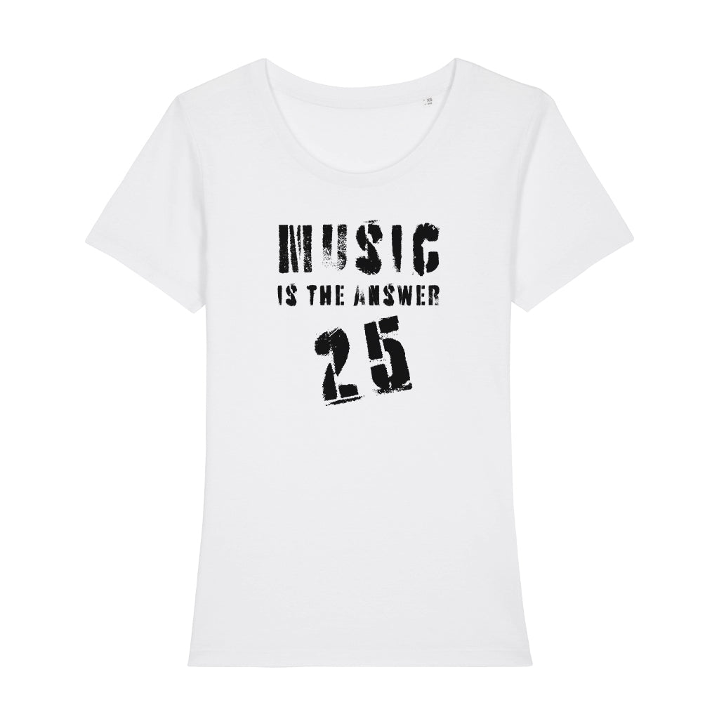 Music Is The Answer 25 Black Logo Women's Iconic Fitted T-Shirt-Danny Tenaglia-Essential Republik