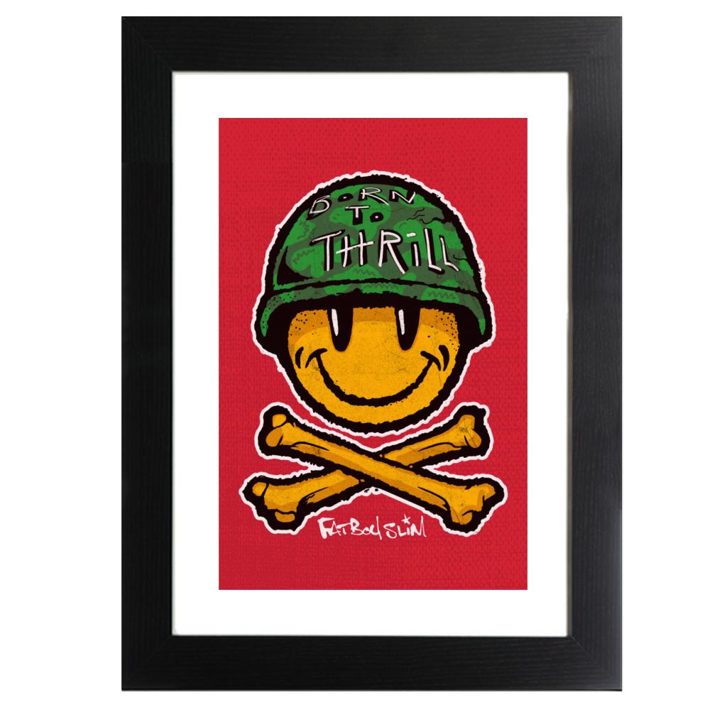 Fatboy Slim Born To Thrill Army Smiley And Crossbones Framed Print-Fatboy Slim-Essential Republik