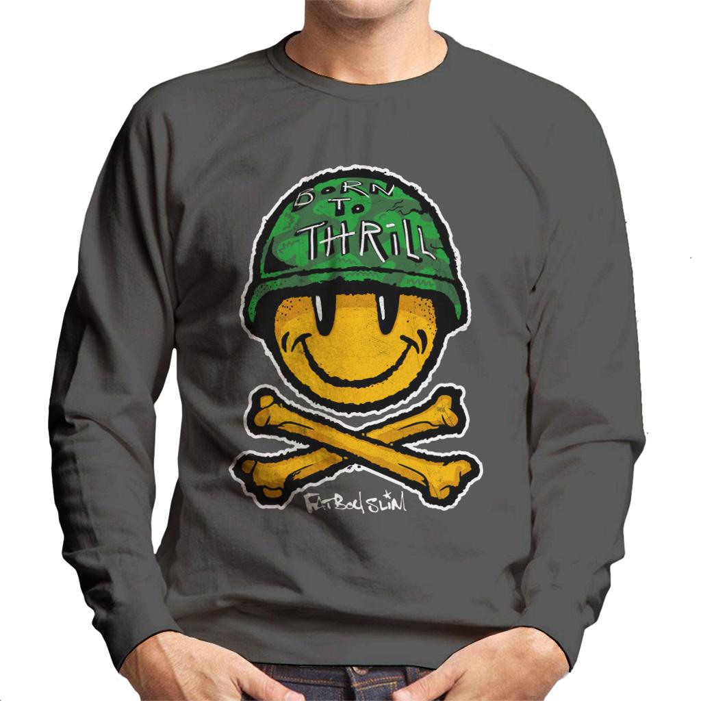Fatboy Slim Born To Thrill Army Smiley And Crossbones Men's Sweatshirt-Fatboy Slim-Essential Republik