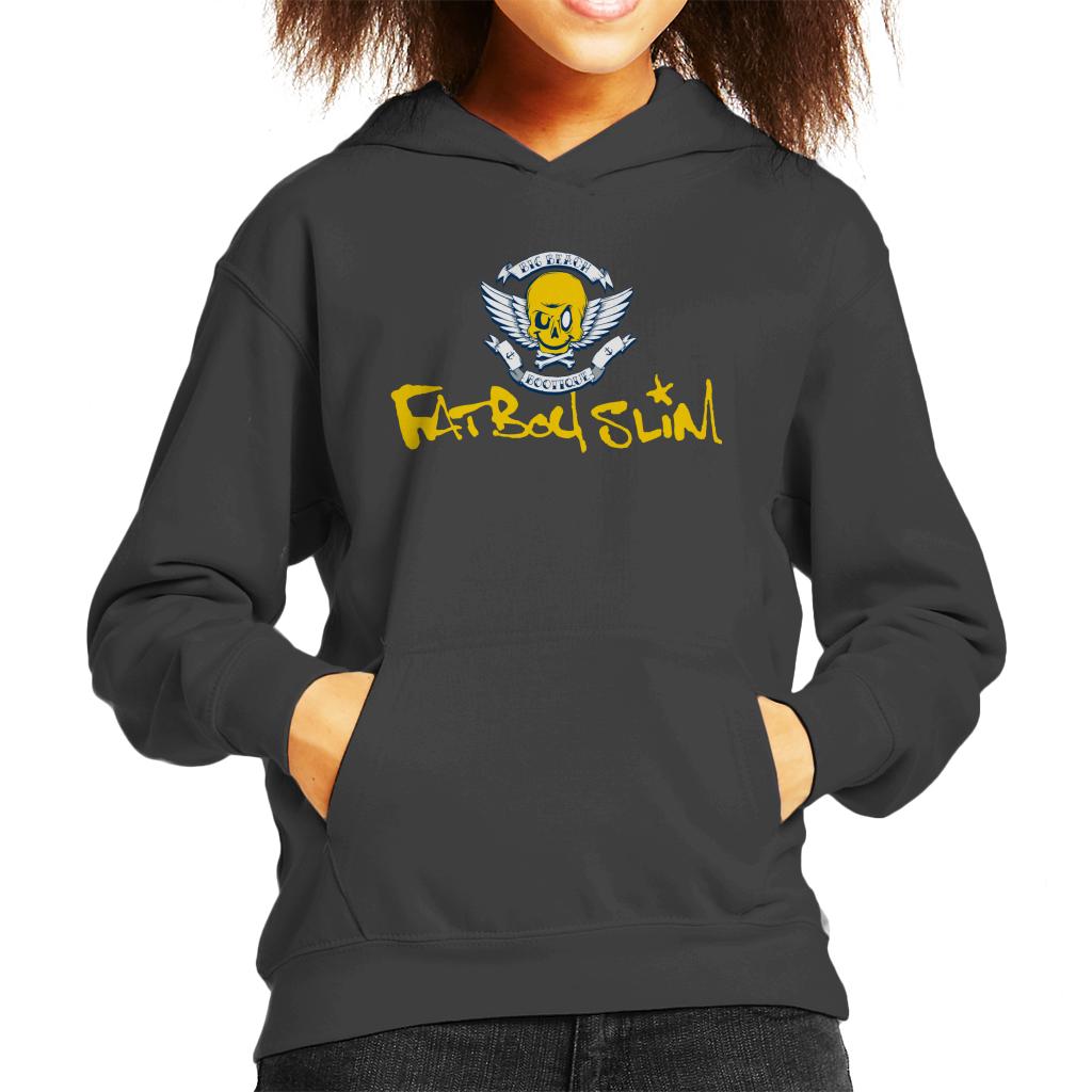 Fatboy Slim Smiley Wings Text Logo Kid's Hooded Sweatshirt-Fatboy Slim-Essential Republik
