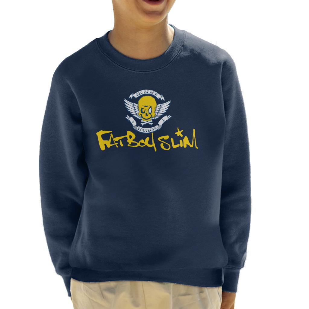 Fatboy Slim Smiley Wings Text Logo Kid's Sweatshirt-Fatboy Slim-Essential Republik
