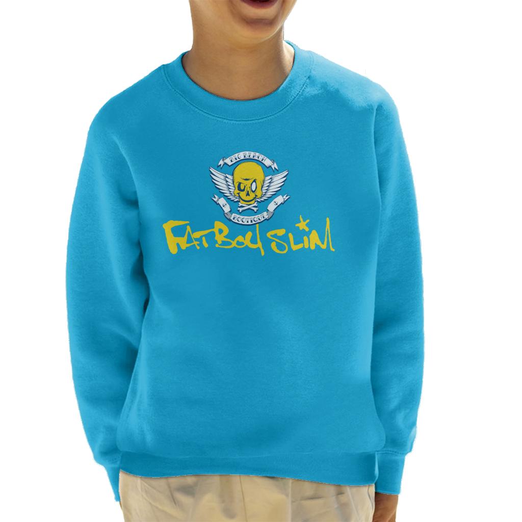 Fatboy Slim Smiley Wings Text Logo Kid's Sweatshirt-Fatboy Slim-Essential Republik