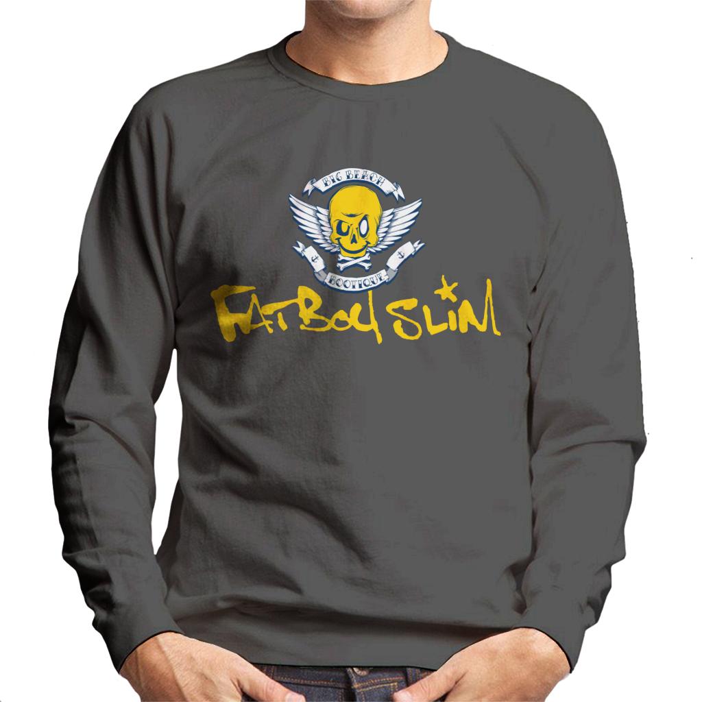 Fatboy Slim Smiley Wings Text Logo Men's Sweatshirt-Fatboy Slim-Essential Republik