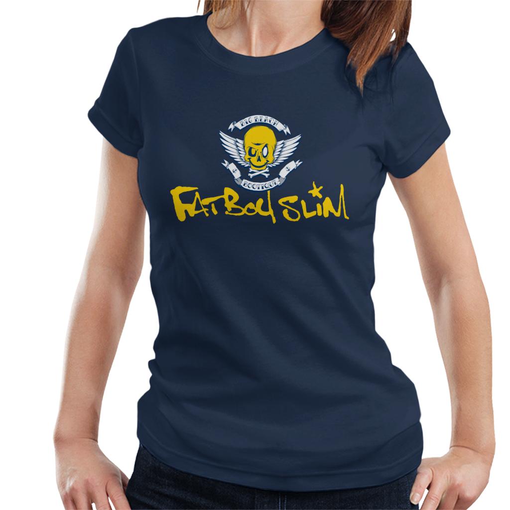 Fatboy Slim Smiley Wings Text Logo Women's T-Shirt-Fatboy Slim-Essential Republik