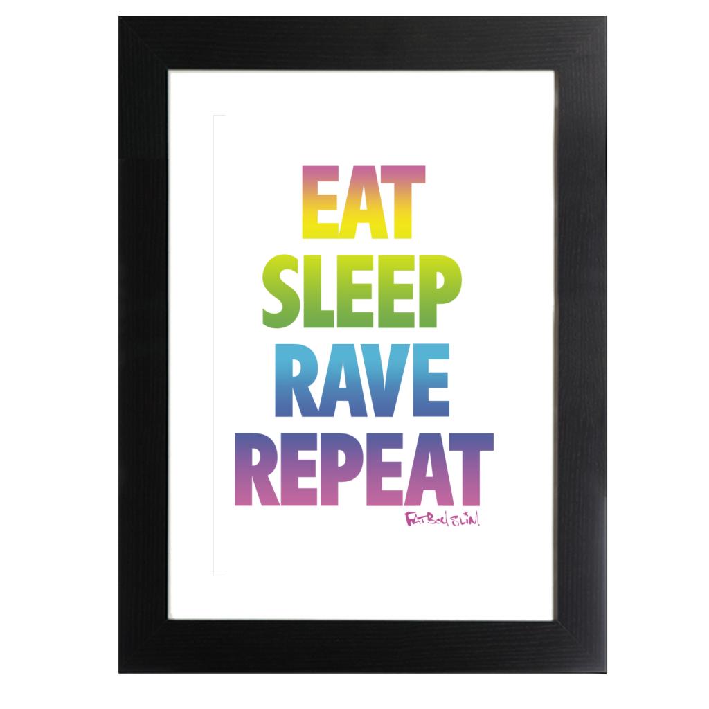 Fatboy Slim Eat Sleep Rave Repeat Framed Print-Fatboy Slim-Essential Republik