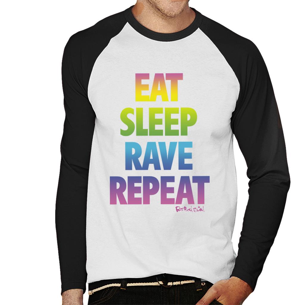 Fatboy Slim Eat Sleep Rave Repeat Men's Baseball Long Sleeved T-Shirt-Fatboy Slim-Essential Republik