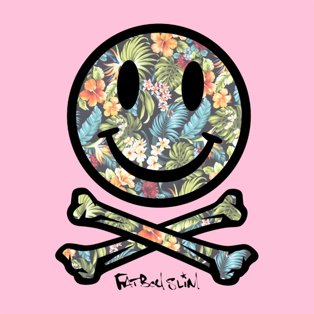 Fatboy Slim Tropical Floral Smiley And Crossbones Framed Print-Fatboy Slim-Essential Republik