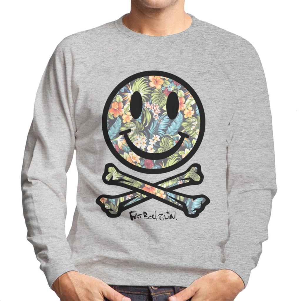 Fatboy Slim Tropical Floral Smiley And Crossbones Men's Sweatshirt-Fatboy Slim-Essential Republik