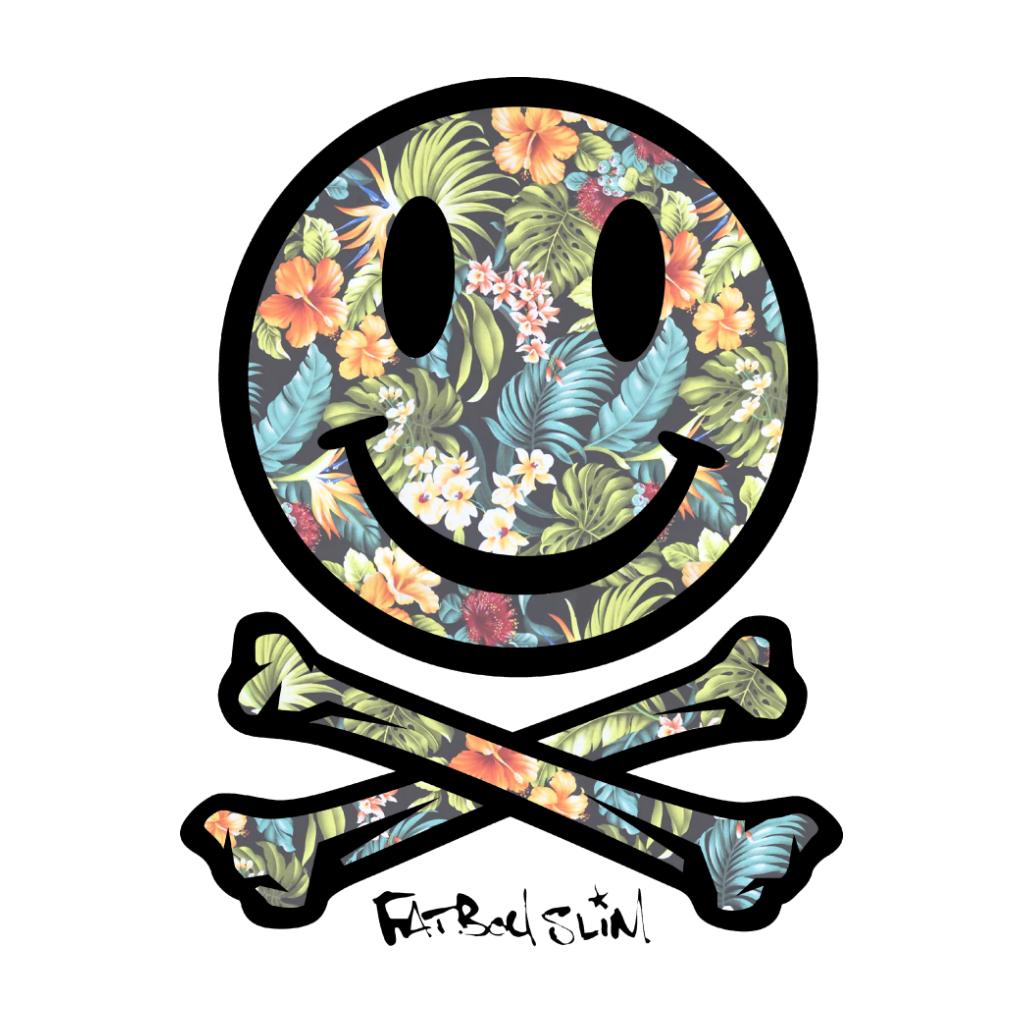 Fatboy Slim Tropical Floral Smiley And Crossbones Beach Towel-Fatboy Slim-Essential Republik