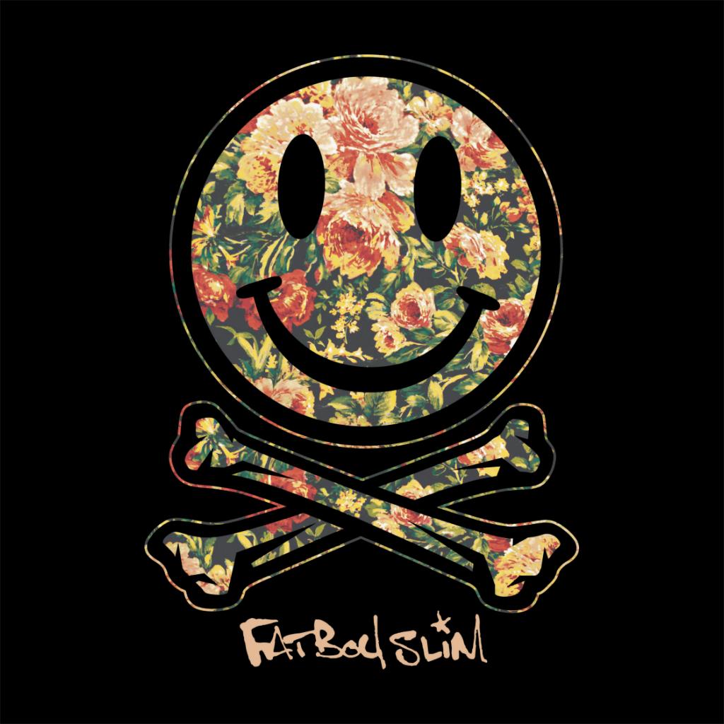 Fatboy Slim Floral Smiley And Crossbones Framed Print-Fatboy Slim-Essential Republik