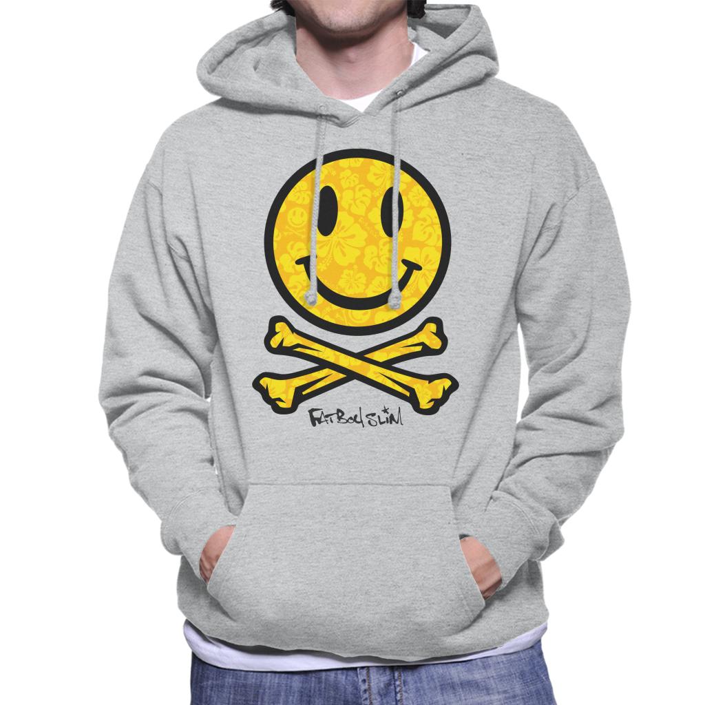 Fatboy Slim Flower Pattern Smiley And Crossbones Men's Hooded Sweatshirt-Fatboy Slim-Essential Republik