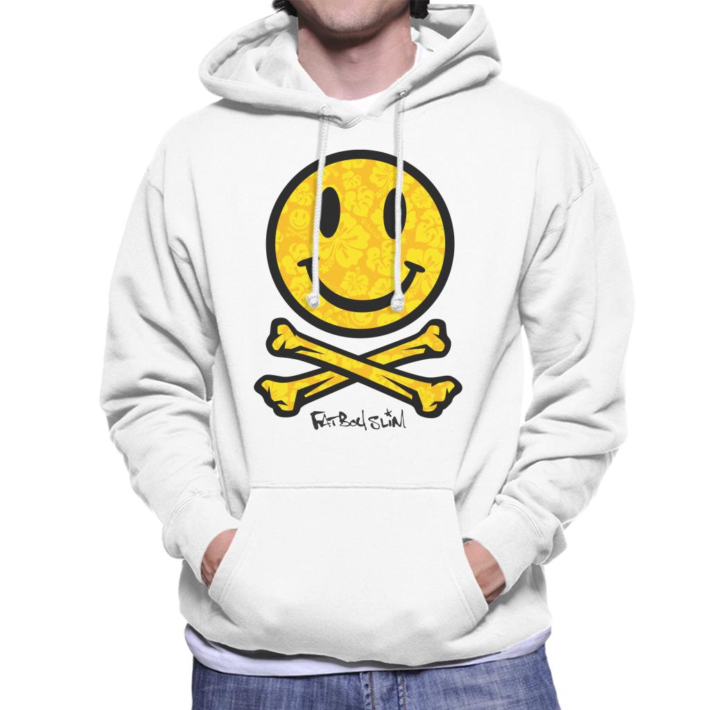 Fatboy Slim Flower Pattern Smiley And Crossbones Men's Hooded Sweatshirt-Fatboy Slim-Essential Republik