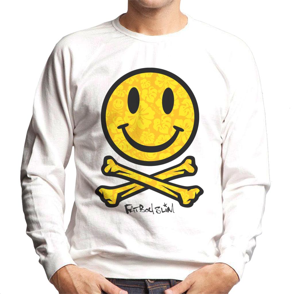 Fatboy Slim Flower Pattern Smiley And Crossbones Men's Sweatshirt-Fatboy Slim-Essential Republik
