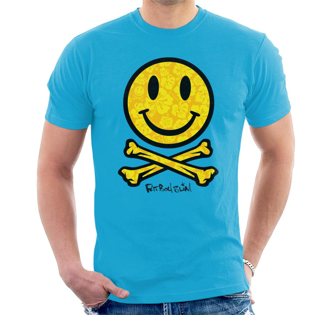 Fatboy Slim Flower Pattern Smiley And Crossbones Men's T-Shirt-Fatboy Slim-Essential Republik