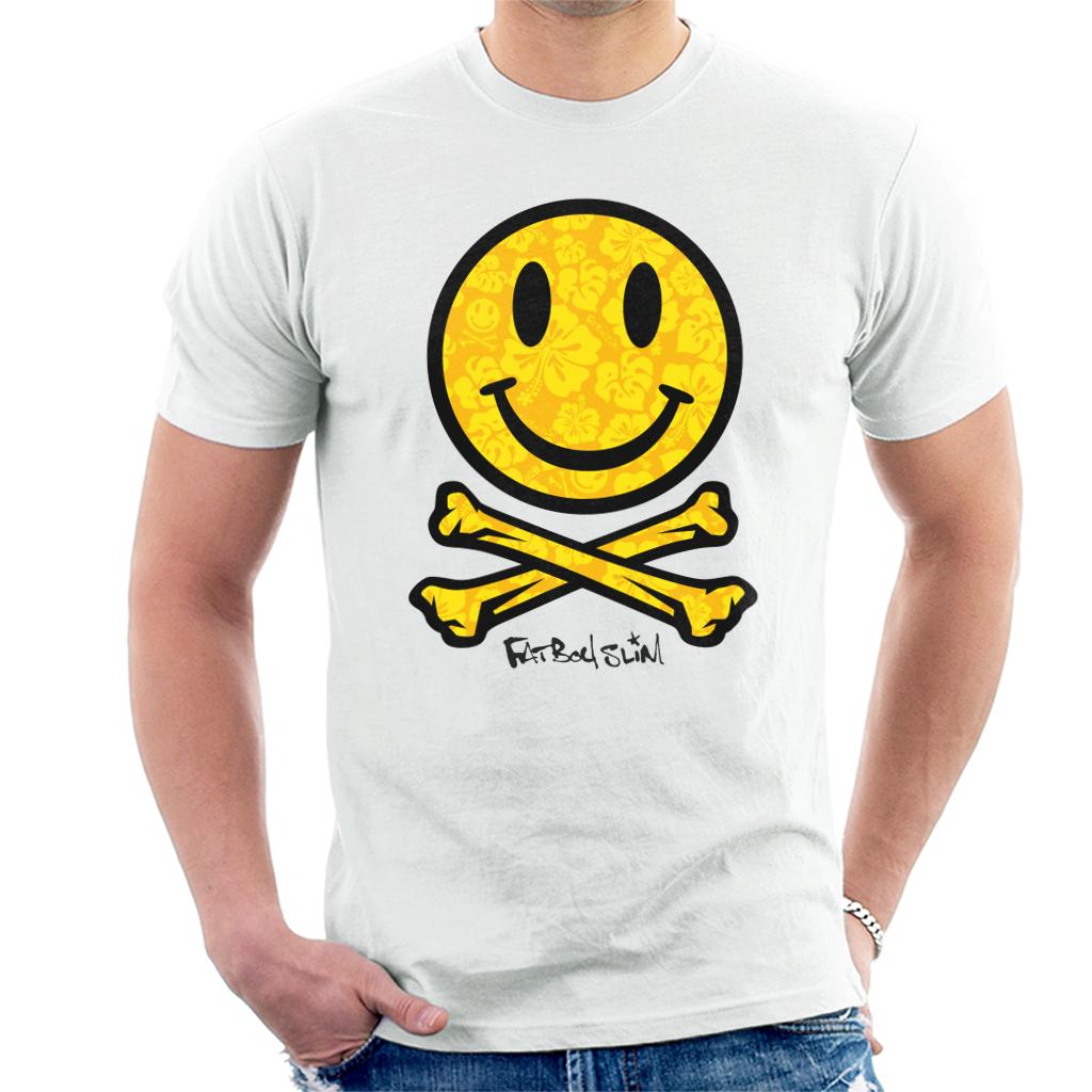 Fatboy Slim Flower Pattern Smiley And Crossbones Men's T-Shirt-Fatboy Slim-Essential Republik