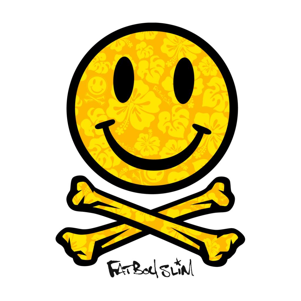 Fatboy Slim Flower Pattern Smiley And Crossbones Beach Towel-Fatboy Slim-Essential Republik