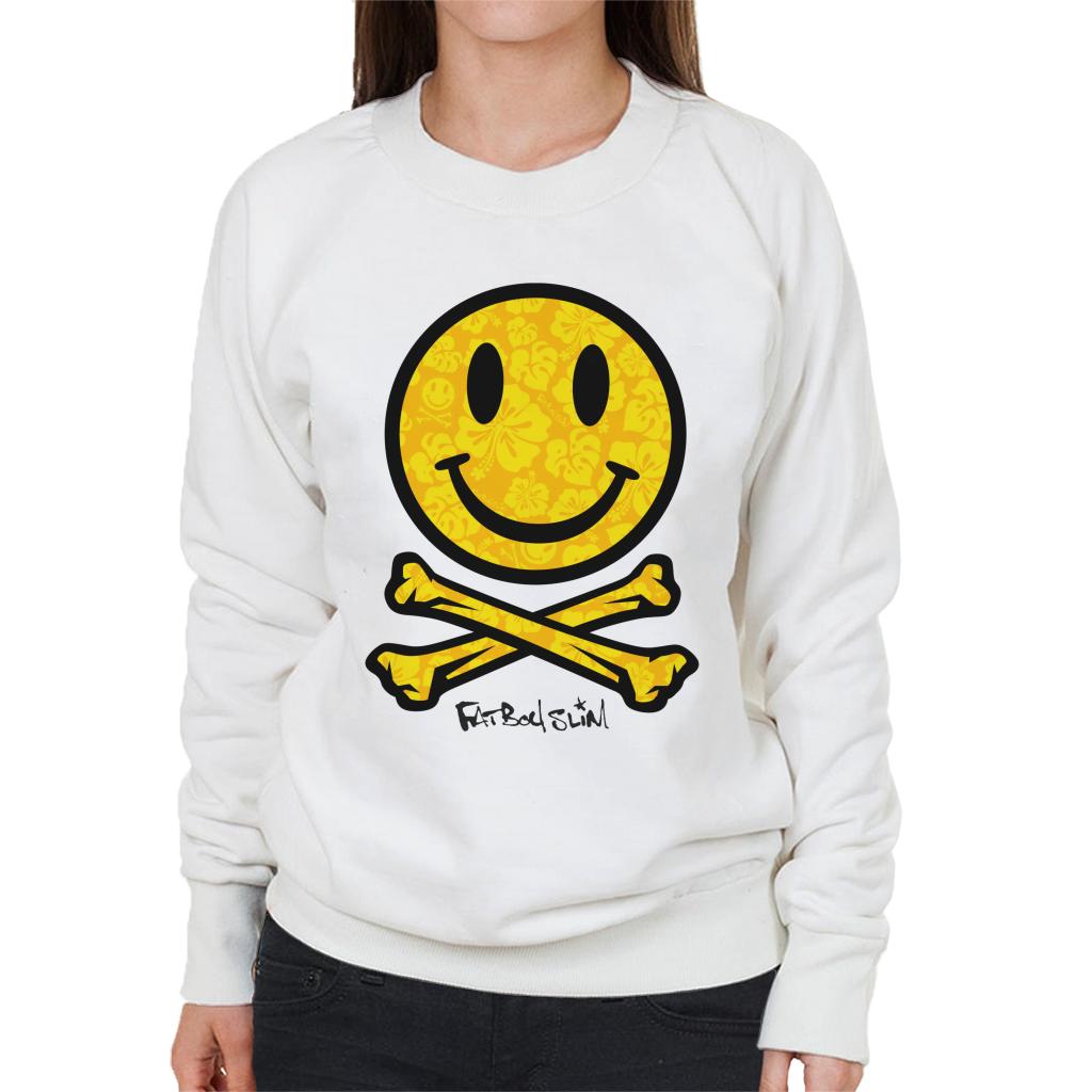 Fatboy Slim Flower Pattern Smiley And Crossbones Women's Sweatshirt-Fatboy Slim-Essential Republik