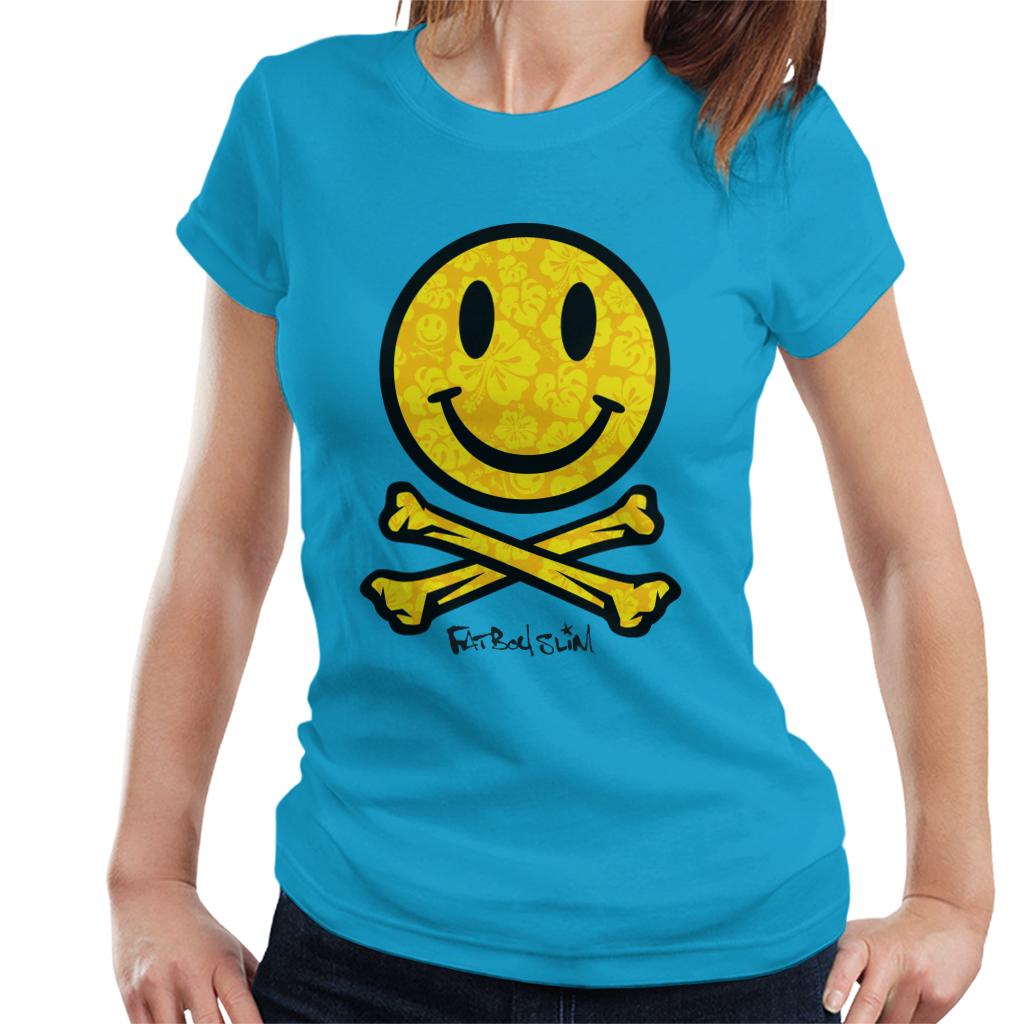 Fatboy Slim Flower Pattern Smiley And Crossbones Women's T-Shirt-Fatboy Slim-Essential Republik
