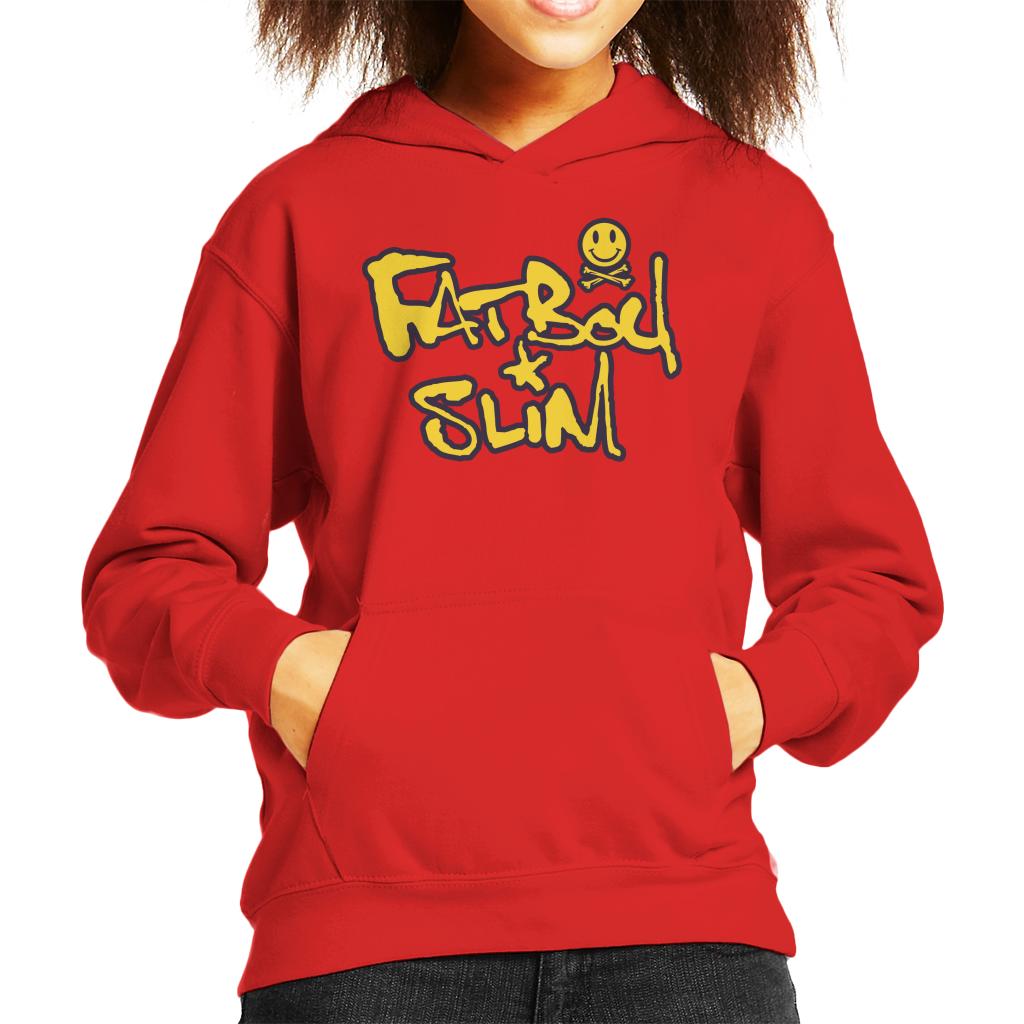 Fatboy Slim Smiley Crossbones Text Logo Kid's Hooded Sweatshirt-Fatboy Slim-Essential Republik