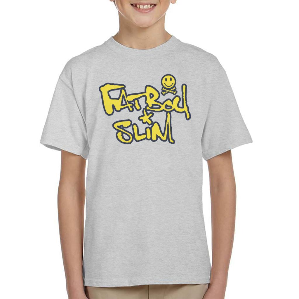 Fatboy Slim Smiley Crossbones Text Logo Kid's T-Shirt-Fatboy Slim-Essential Republik