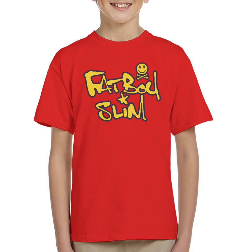 Fatboy Slim Smiley Crossbones Text Logo Kid's T-Shirt-Fatboy Slim-Essential Republik