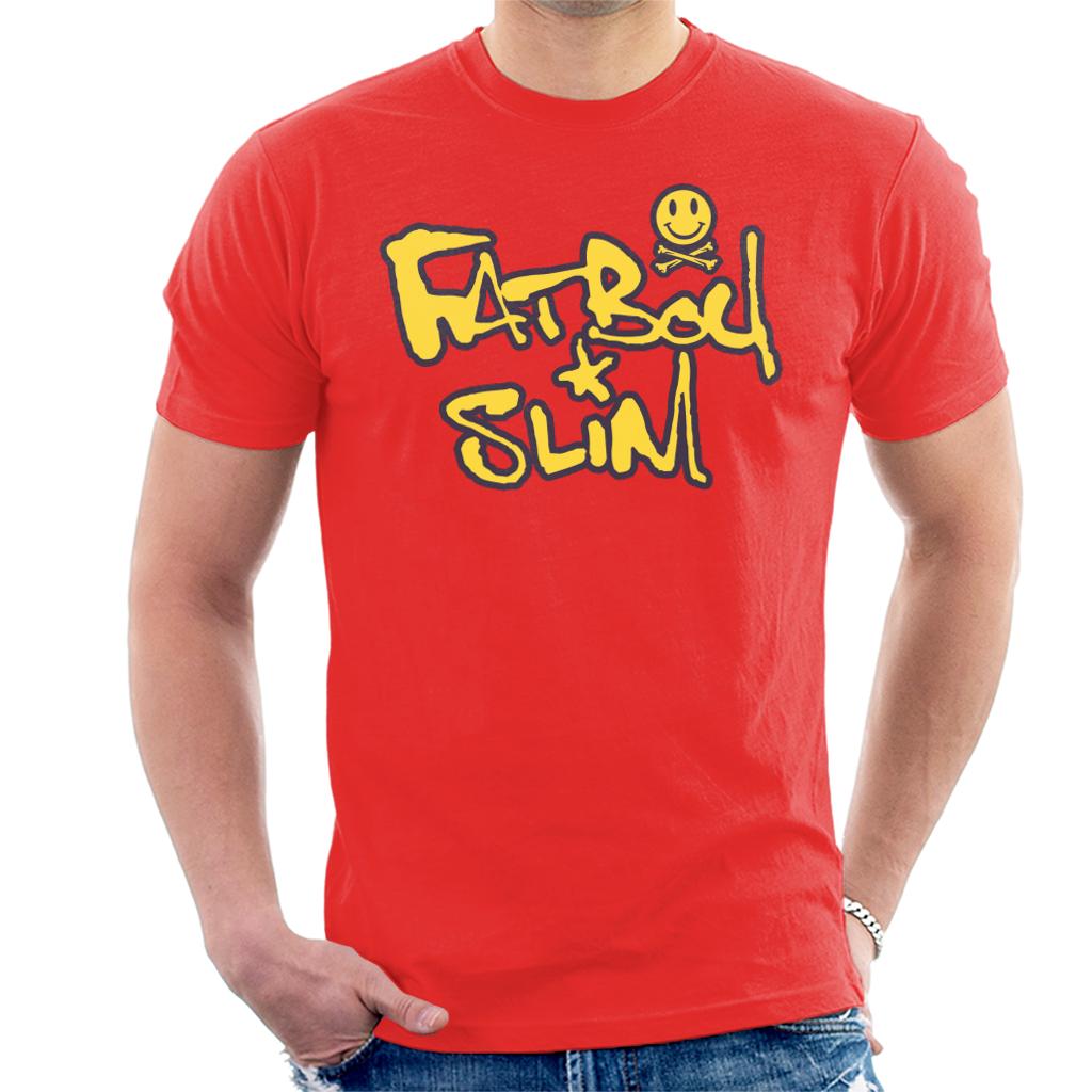 Fatboy Slim Smiley Crossbones Text Logo Men's T-Shirt-Fatboy Slim-Essential Republik