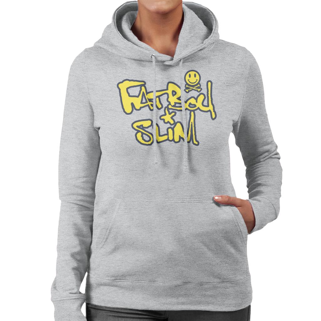Fatboy Slim Smiley Crossbones Text Logo Women's Hooded Sweatshirt-Fatboy Slim-Essential Republik