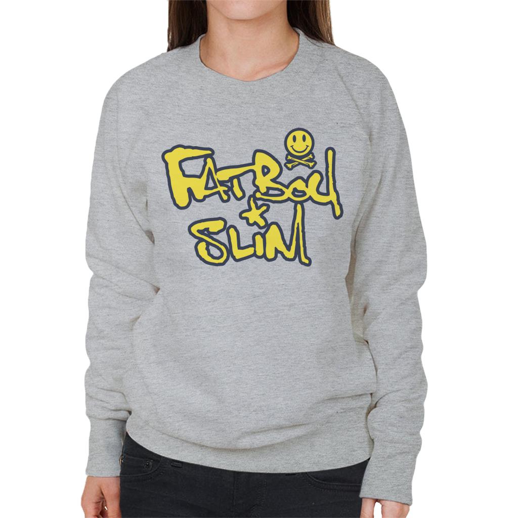 Fatboy Slim Smiley Crossbones Text Logo Women's Sweatshirt-Fatboy Slim-Essential Republik