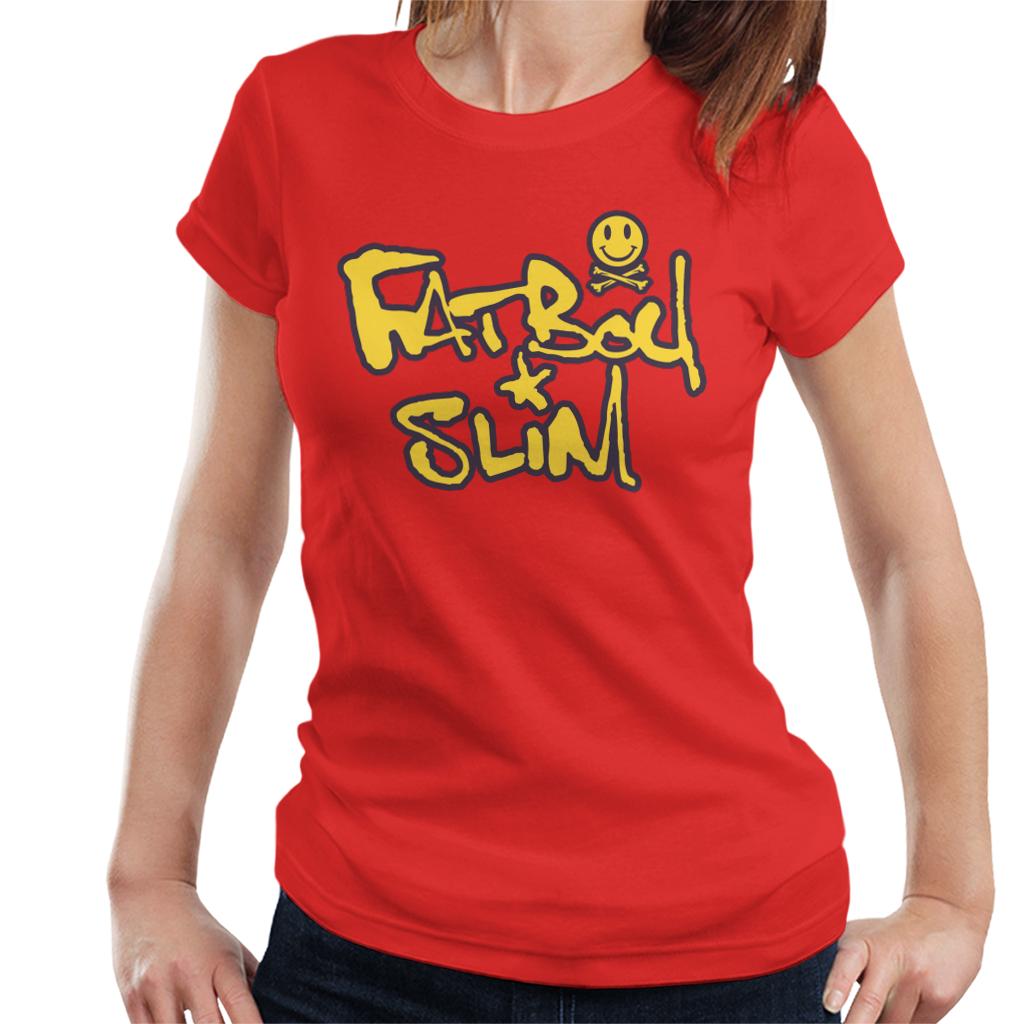 Fatboy Slim Smiley Crossbones Text Logo Women's T-Shirt-Fatboy Slim-Essential Republik