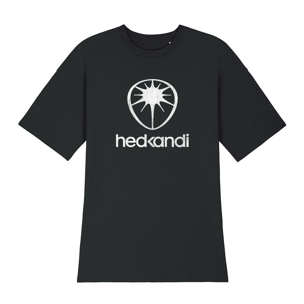 Hedkandi White Distressed Modern Logo Women's Oversized T-Shirt Dress-Hedkandi-Essential Republik