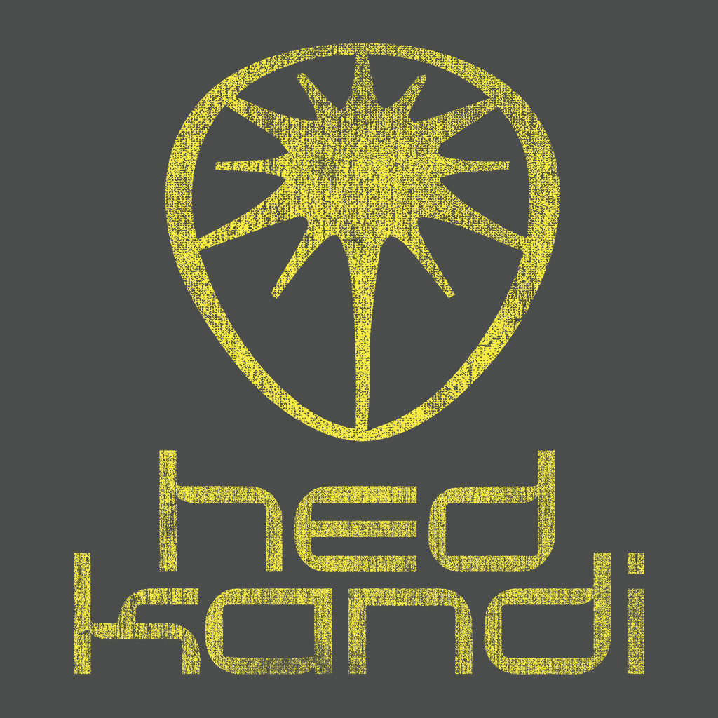 Hedkandi Yellow Distressed Retro Logo Unisex Organic T-Shirt-Hedkandi-Essential Republik