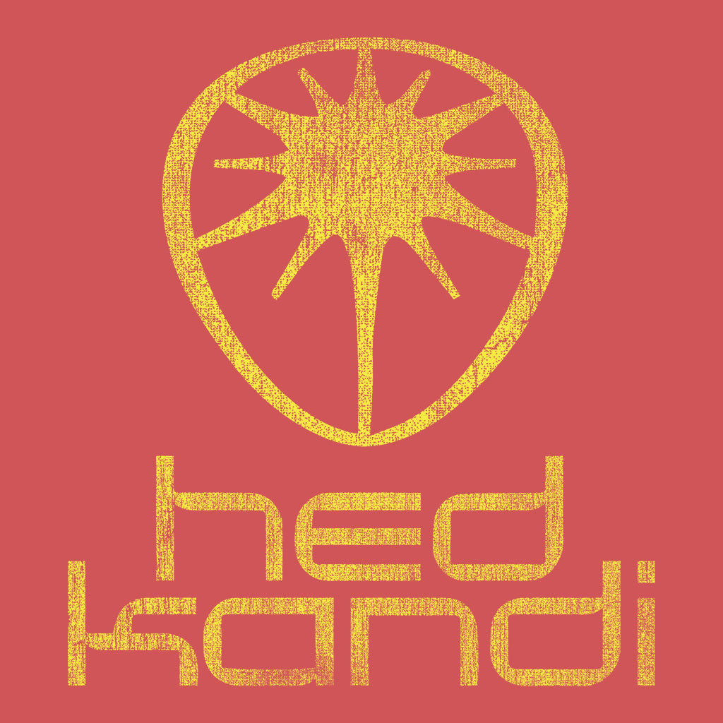Hedkandi Yellow Distressed Retro Logo Unisex Connector Zip-Through Hoodie-Hedkandi-Essential Republik