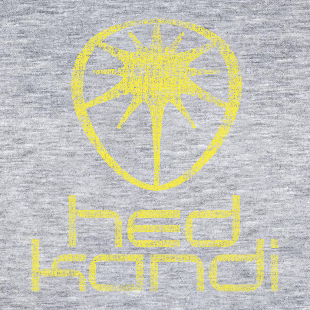 Hedkandi Yellow Distressed Retro Logo Women's Cropped T-Shirt-Hedkandi-Essential Republik