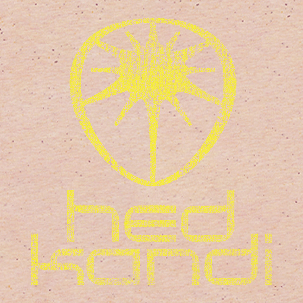 Hedkandi Yellow Distressed Retro Logo Women's Iconic Fitted T-Shirt-Hedkandi-Essential Republik