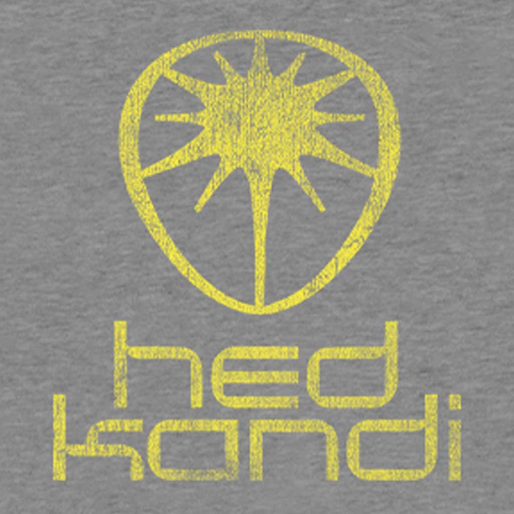 Hedkandi Yellow Distressed Retro Logo Women's Iconic Fitted T-Shirt-Hedkandi-Essential Republik